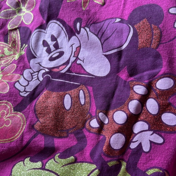 Disney Parks Mickey & Minnie Floral Tee Shirt Embroidered Beaded XL - Picture 4 of 9